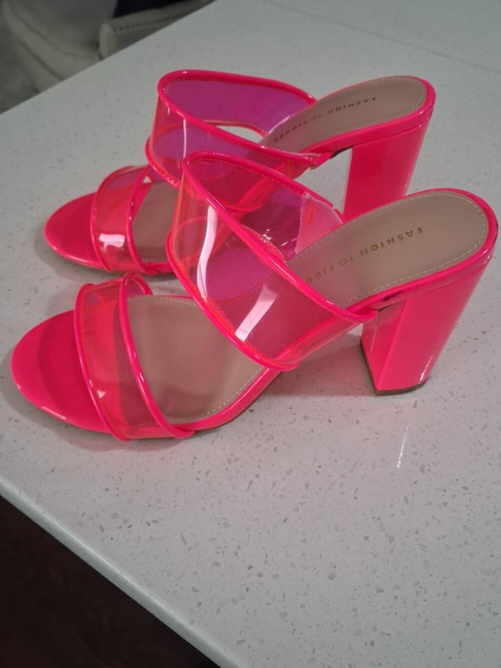 Fashion to Figure Berlynne Wide Width Block Heel Sandals – Bright Pink – Size 8 - Picture 3 of 6